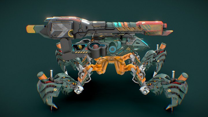 Sci-Fi Quad Mech 3D Model