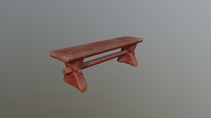 Old Wooden Bench 3D Model