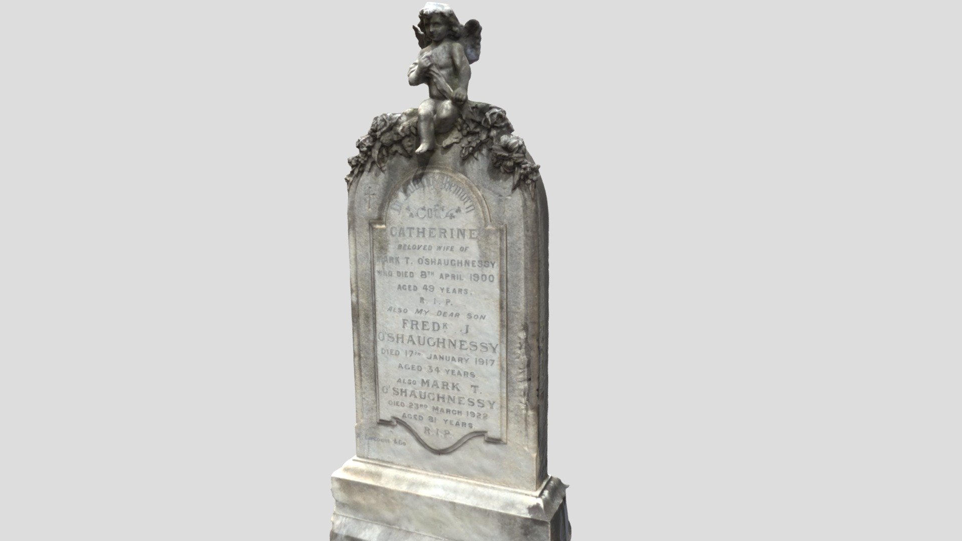 Carved headstone - Rookwood Cemetery  Sydney.