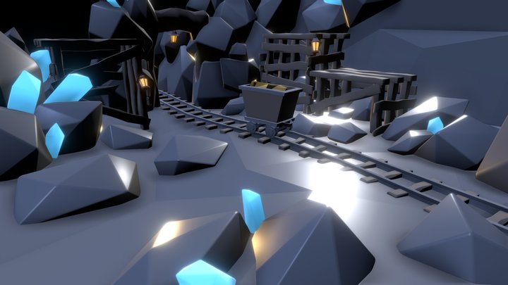 Low Poly Mine Cave 3D Model