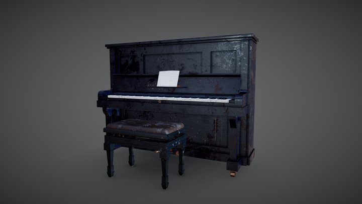 Dusty old piano 3D Model
