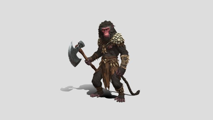 The Monkey Pebble Warrior 3d model free – Kostenloses 3D-Modell STL
