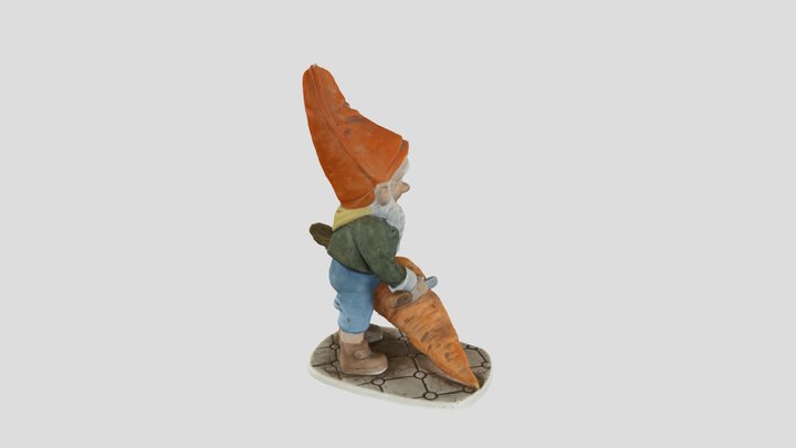 Gartenzwerg mit gelber Rübe 3D Model