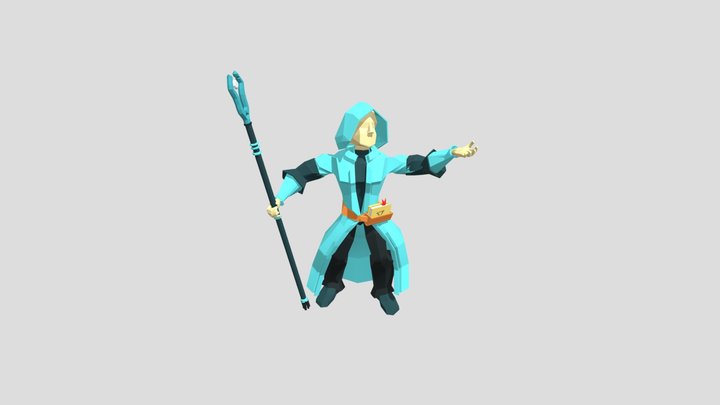 Stylized Low Poly Mage – Game Character 3D Model