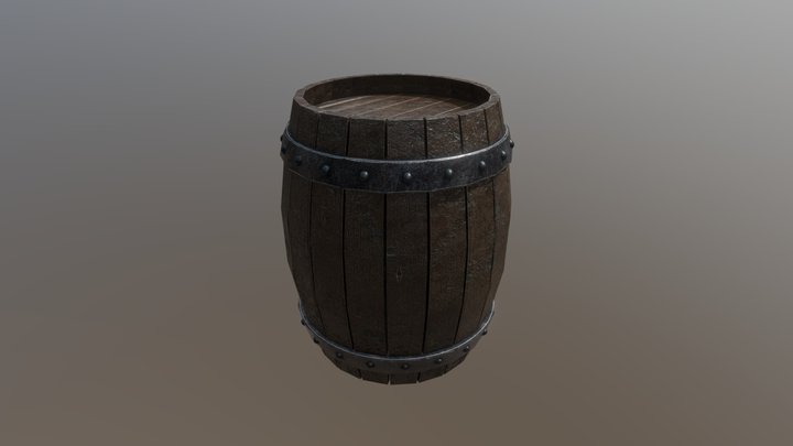 3D Wooden Barrel 3D Model