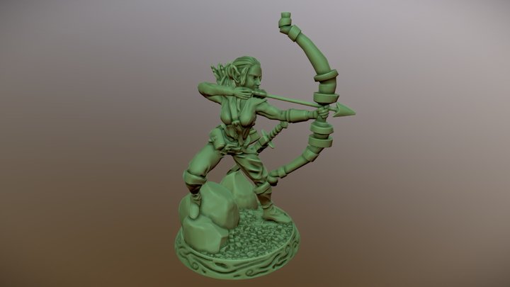Elf Ranger Female 28mm Miniature Sculpt 3D Model