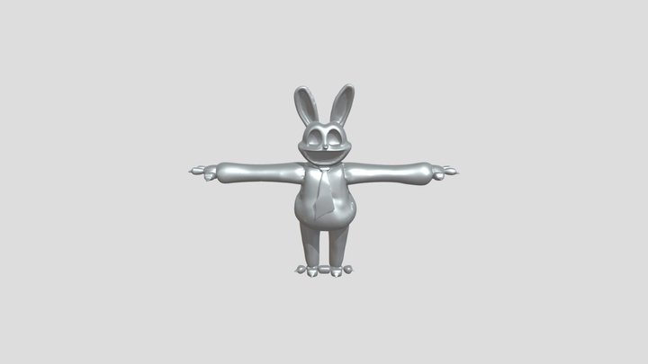 Purple cartoon rabbit with yellow tie 3D Model