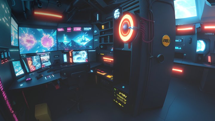 Free HDRi Cyberpunk cloudy space 3D Model