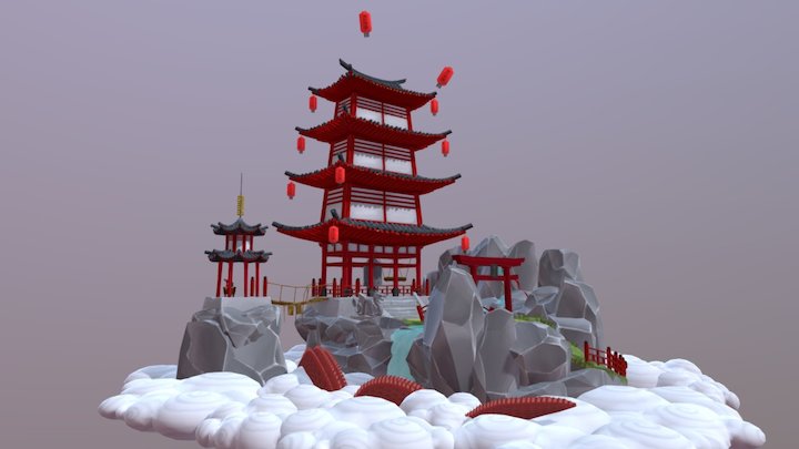 Japanese Temple 3D Model