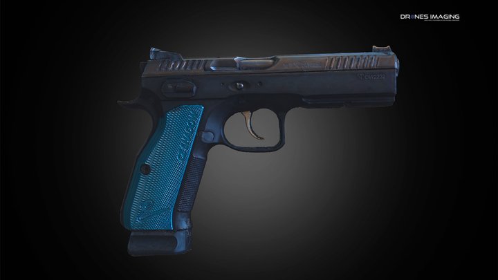 Gun CZ Shadow 2 Black & Blue - By photogrammetry 3D Model