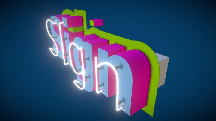 NEON Exposed Dim Letter Backpanel 3D Model