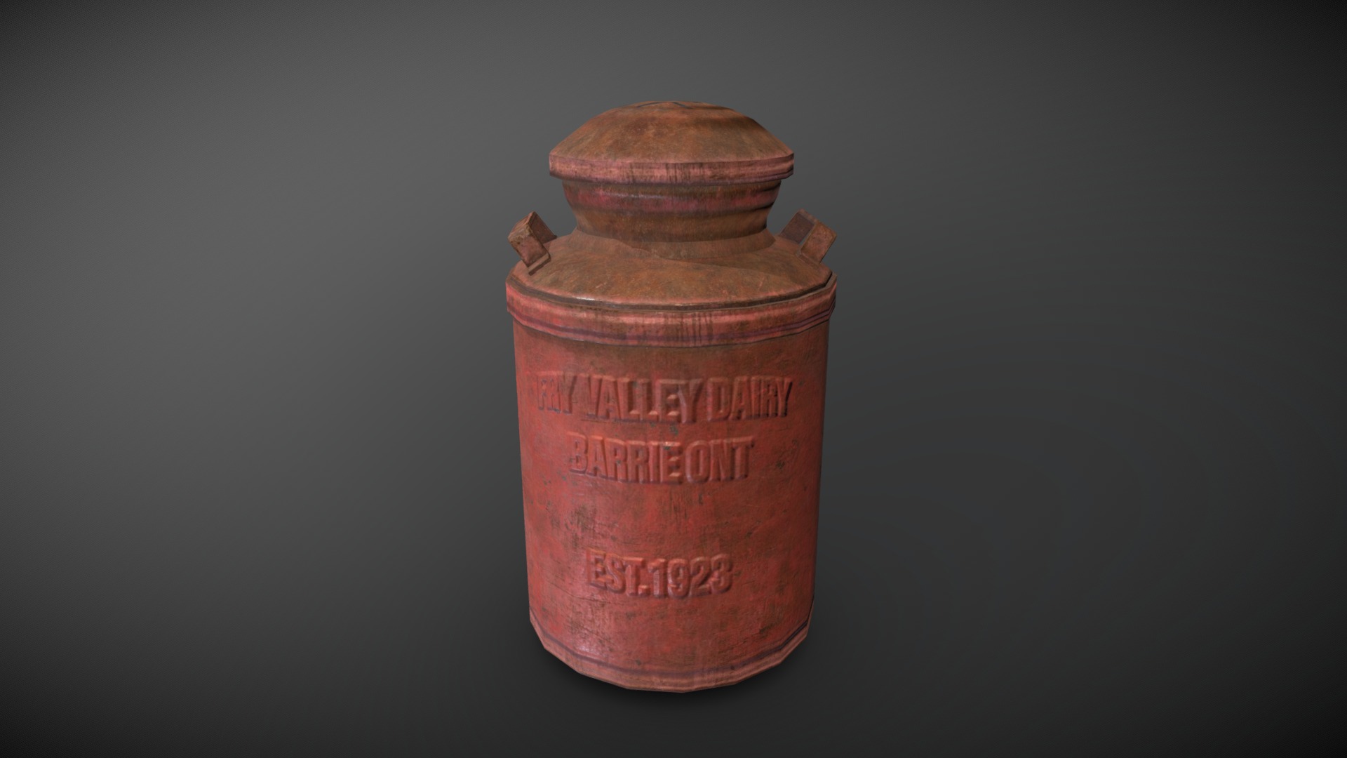 3D model Old Farm Milk Can - This is a 3D model of the Old Farm Milk Can. The 3D model is about a bottle of liquid.
