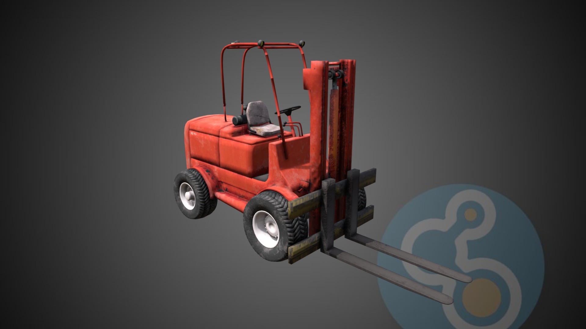 3D model Forklift - This is a 3D model of the Forklift. The 3D model is about a red and white tractor.