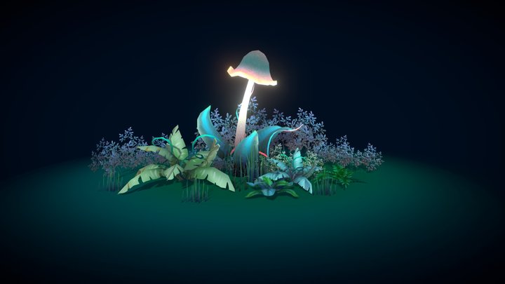 Fantasy plants Set - Hand-painted 3D Model