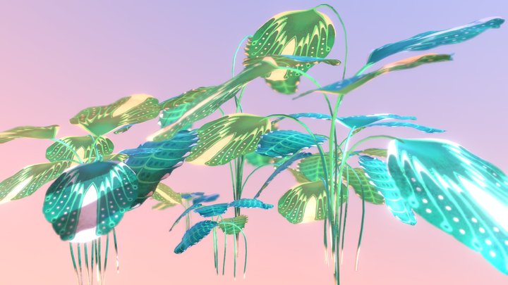 Illustrated Plants Pack. 3D Model