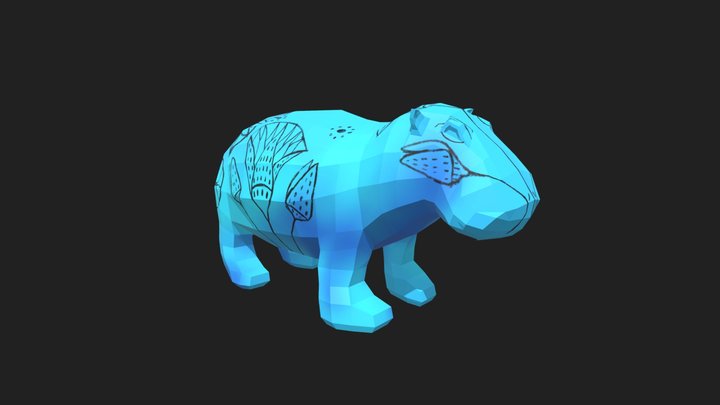 Low Poly Hippo Figurine (NASA X-HAB Asset) 3D Model