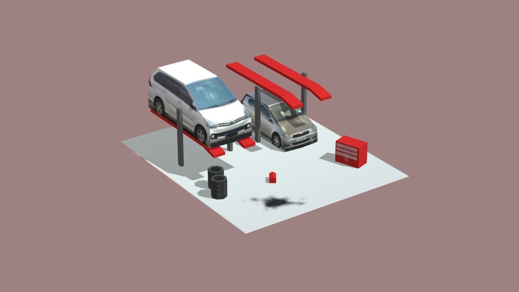 low quality retro style garage interior