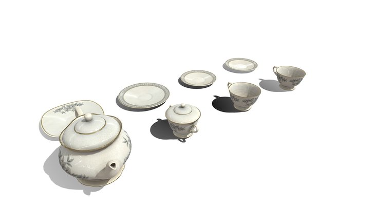 Tea Set 01 4k 3D Model