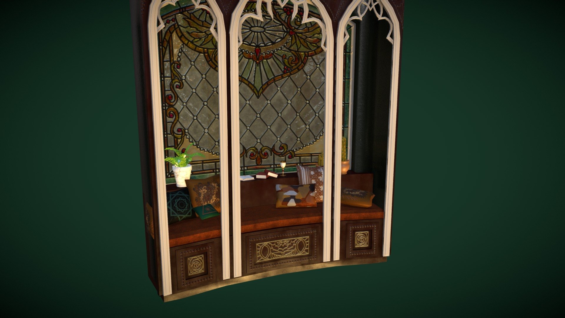 Stained Glass Curved Vintage Alcove