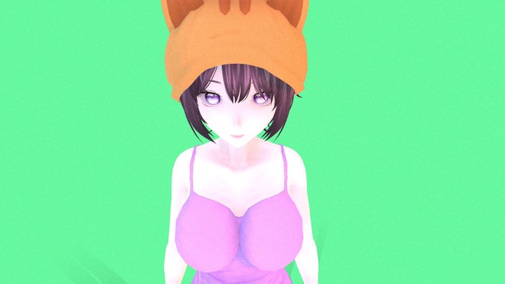 Anime Girl Ahoga in Home Outfit 3D Model
