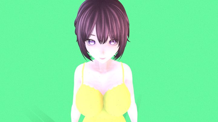 Anime Girl Ahoga in Home Outfit 3D Model