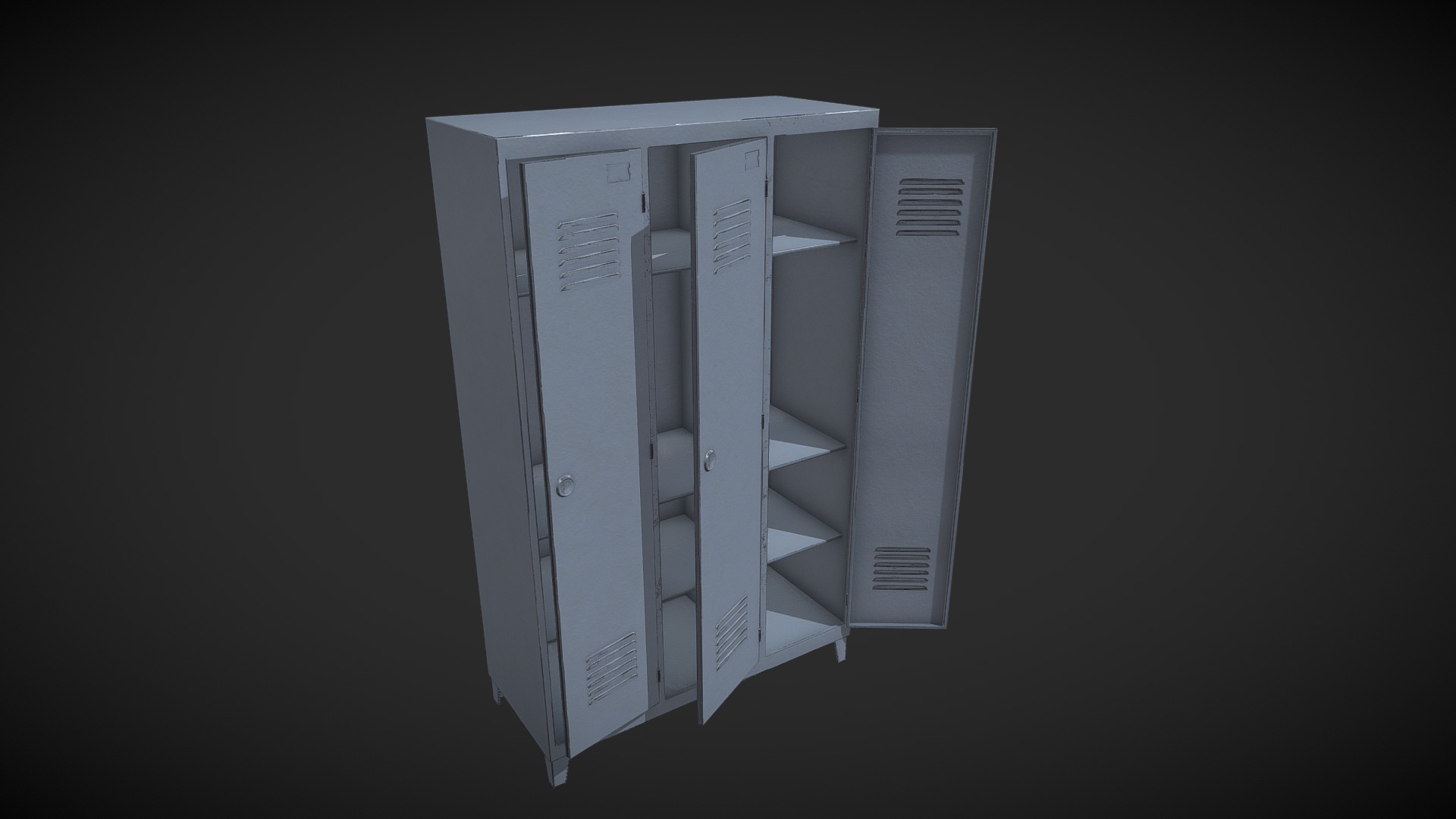 3D model Metal Wardrobe – Ready to Unity HDRP - This is a 3D model of the Metal Wardrobe - Ready to Unity HDRP. The 3D model is about a white box with a black background.