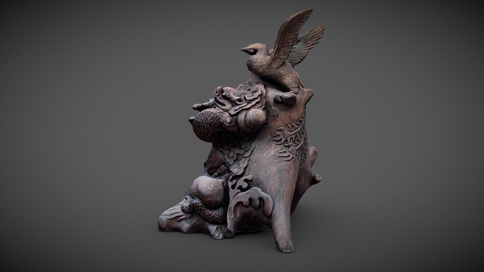 龙凤呈祥  阴沉木雕  The Dragon And The Phoenix