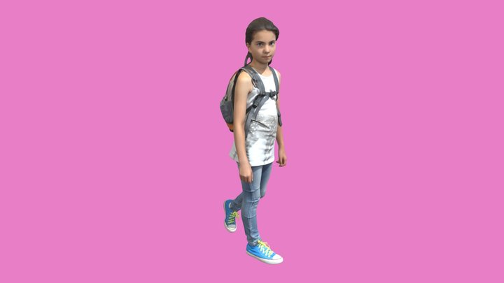 young_girl_goes_to_school 3D Model