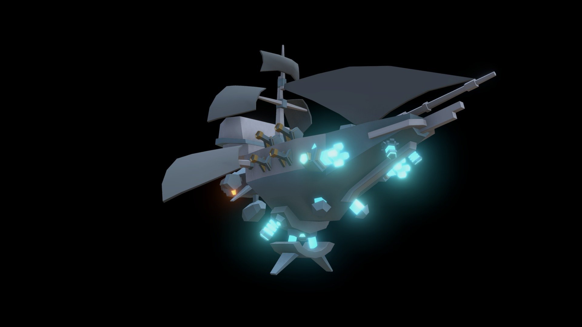 Low-Poly Cloud Engineer Ship