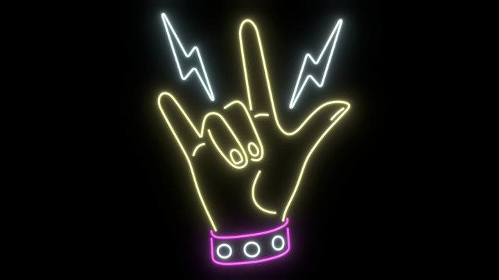 Punk Rock Neon Sign 3D Model