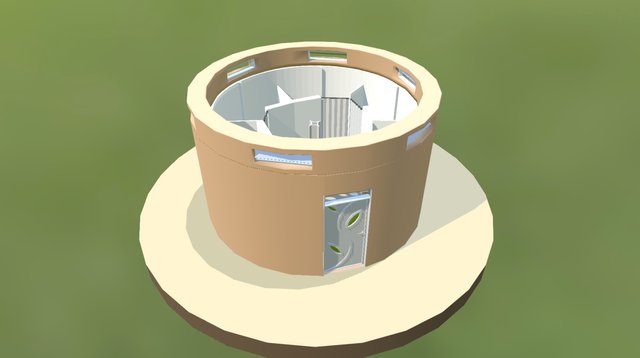 Earthbag Construction Communal Shower - No Roof 3D Model