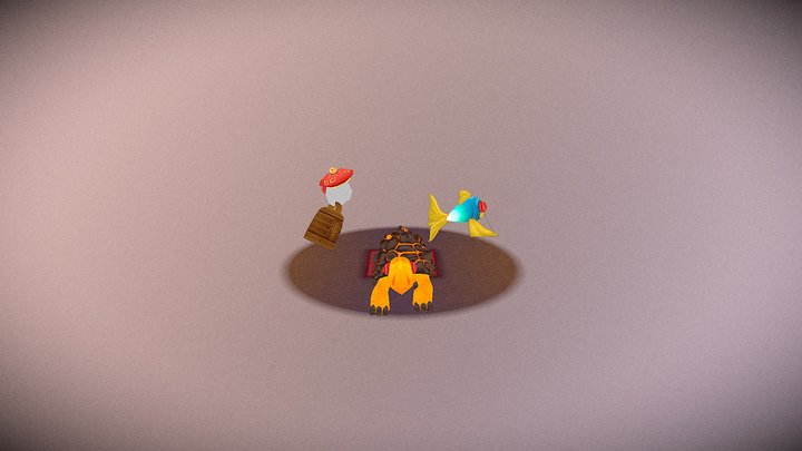 Fish, Magma Turtle & Bell Ghost 3D Model