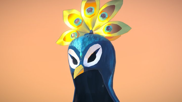 Peacock Helmet Textured 3D Model