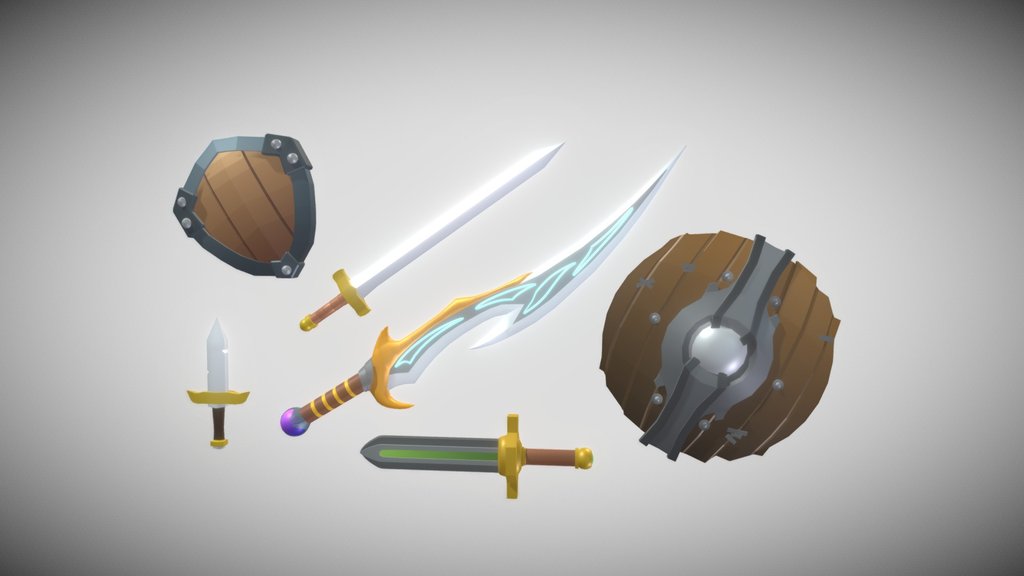Low Poly Fantasy Weapons & Shields Pack