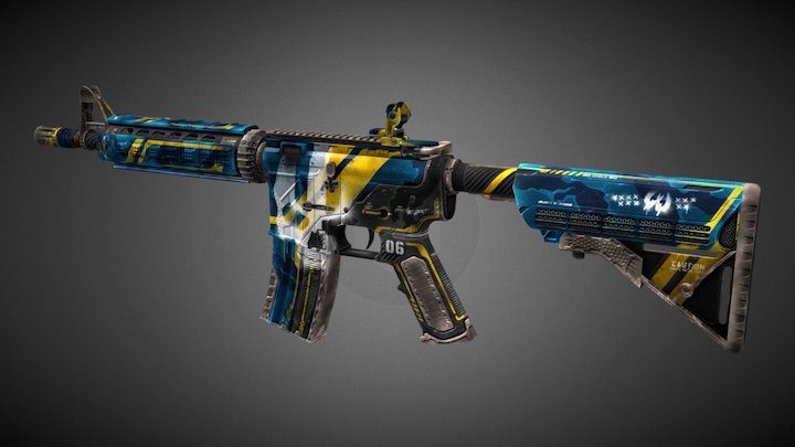 M4A4 Ultramarine Maniac 3D Model