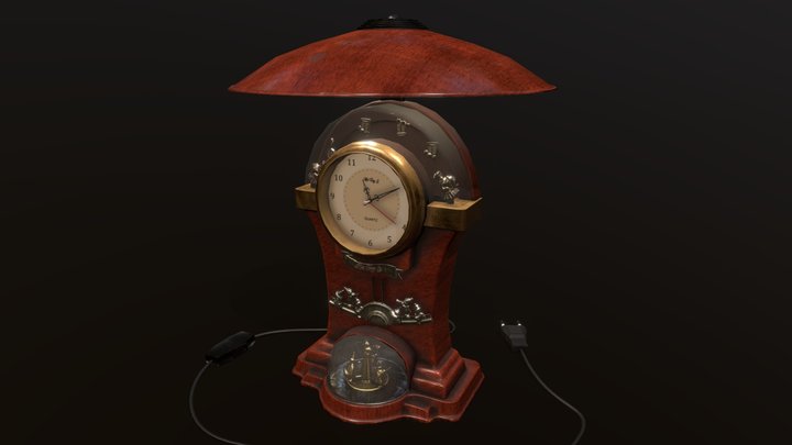 Quartz Clock Lamp - Game Ready 3D Model