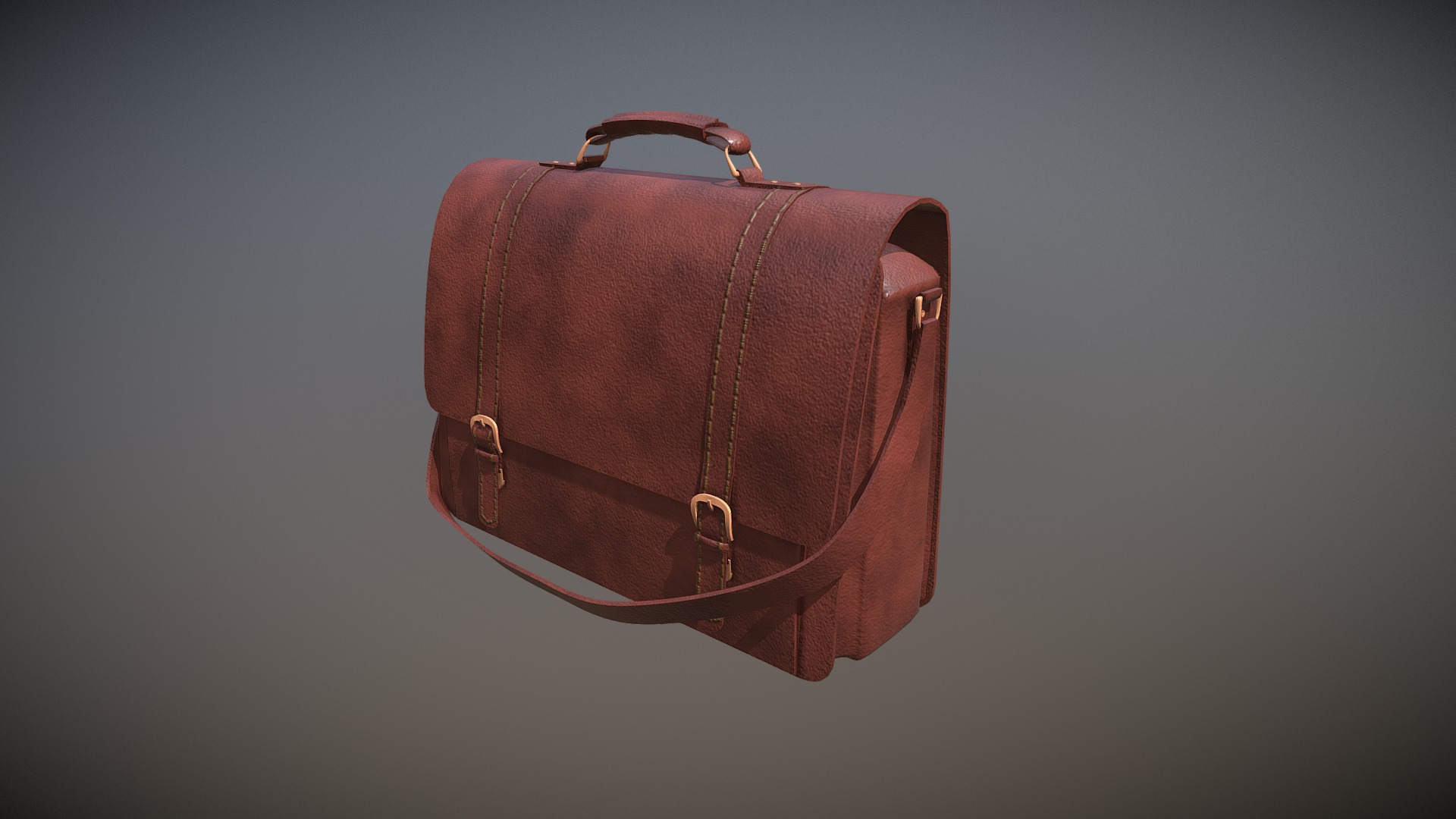 3D model leather bag - This is a 3D model of the leather bag. The 3D model is about a brown leather purse.