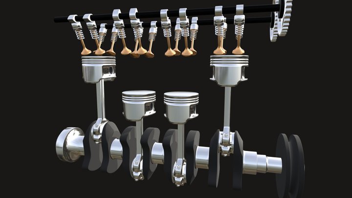 Motor I4 DOHC 4 Tiempos 3D Model
