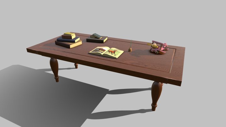 Horse Lover Study Table 3D Model