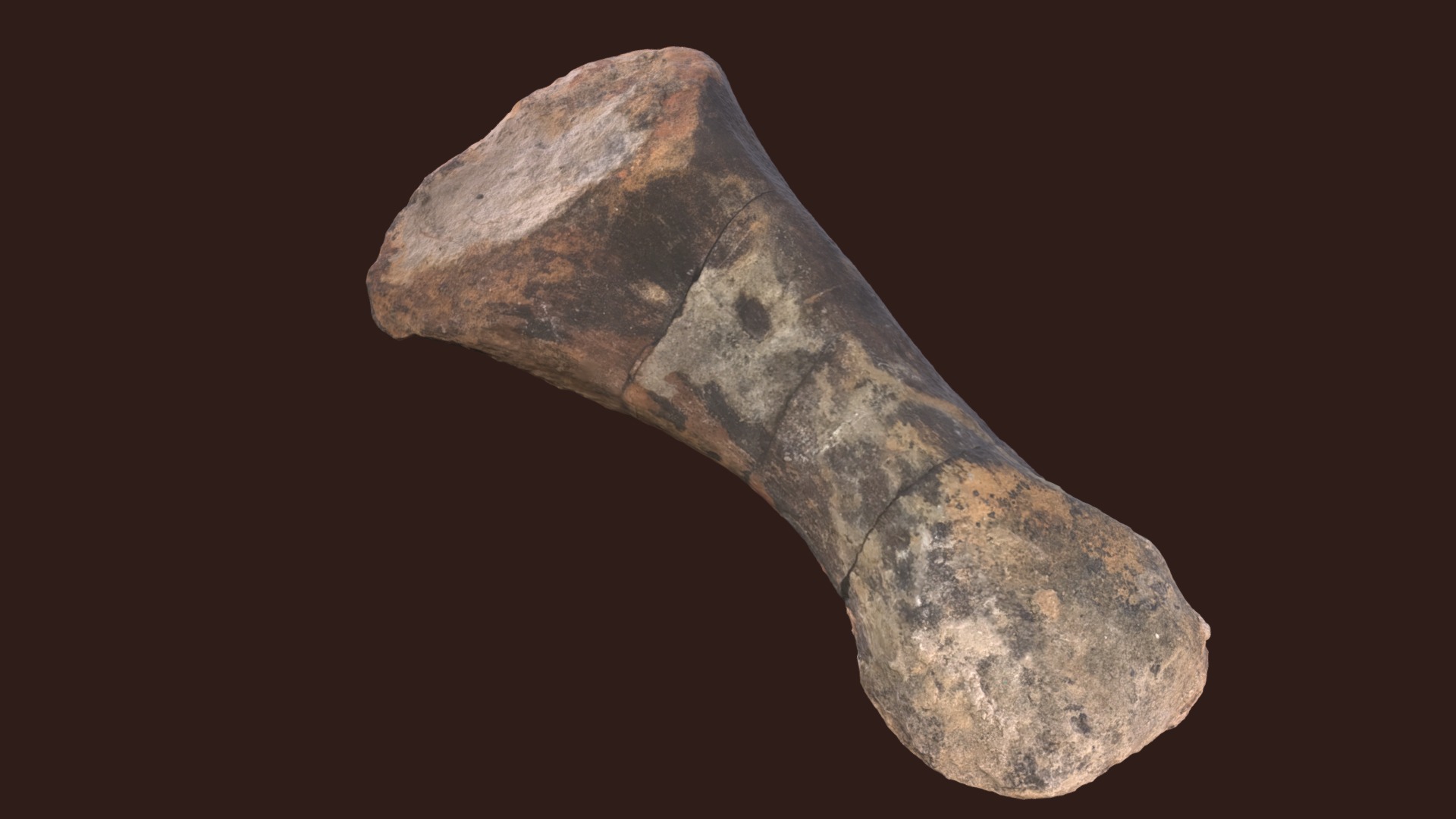 3D model Sauropod Foot Bone - This is a 3D model of the Sauropod Foot Bone. The 3D model is about a stone with a dark background.