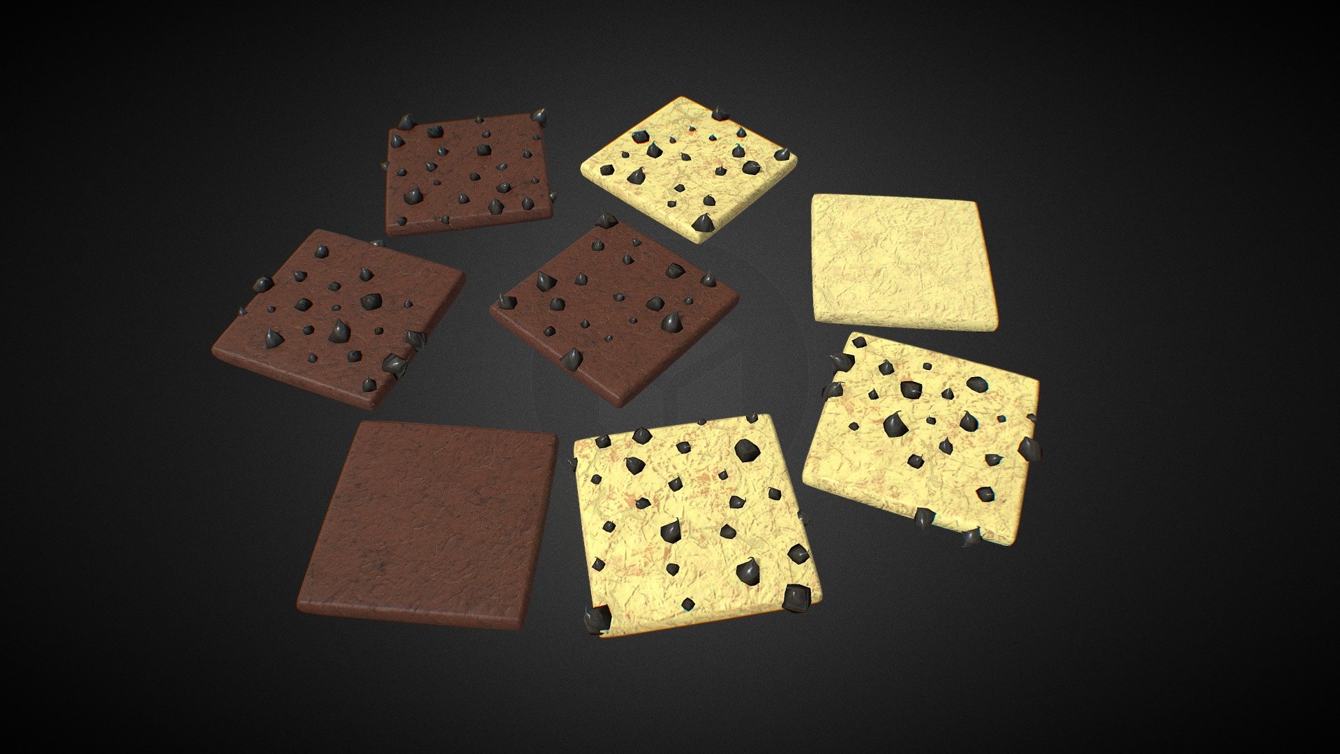 Square Shaped Cookies (with Choco Chips) - 3D model by Stroyastrom ...
