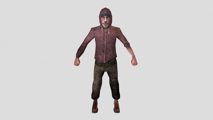 PS1 Style Character - Male Homeless Character 3D Model