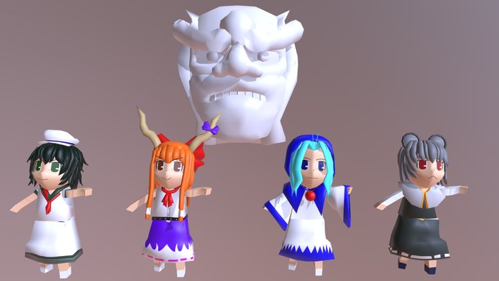Low-Poly Myouren Temple Residents 3D Model