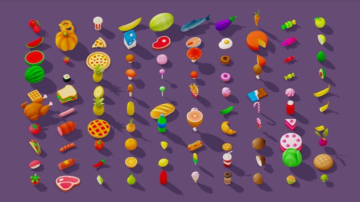 Food - Low Poly Big Pack 3D Model