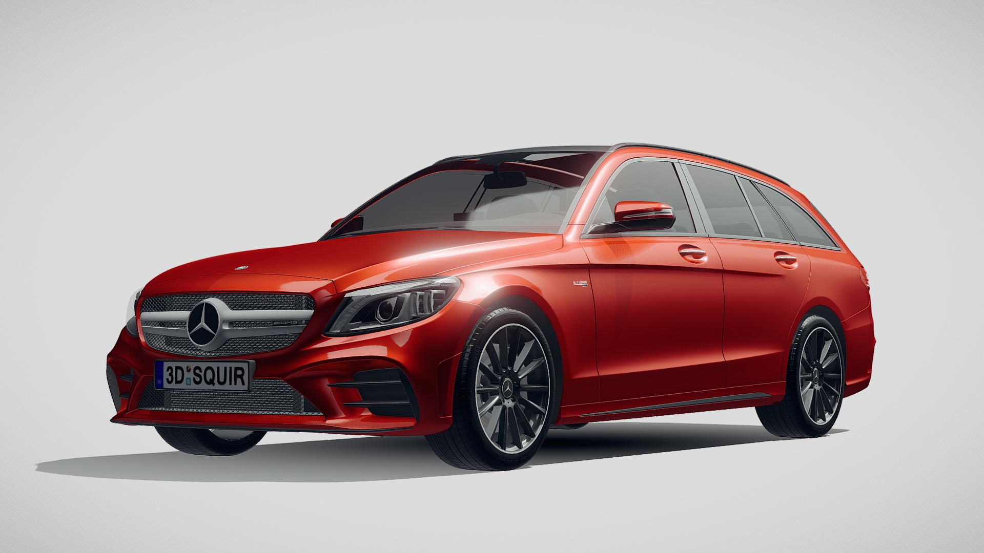 3D model Mercedes C class Estate AMG 2019 - This is a 3D model of the Mercedes C class Estate AMG 2019. The 3D model is about a red car with a white background.