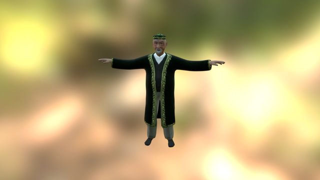 Asian Nomad Old Man 3D Model