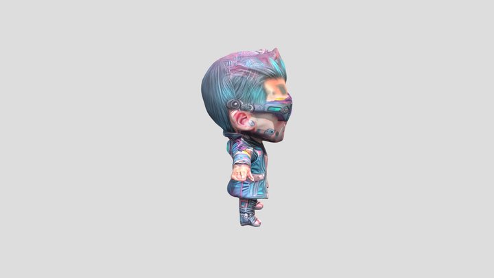 Chibi cyberpunk character 3D Model
