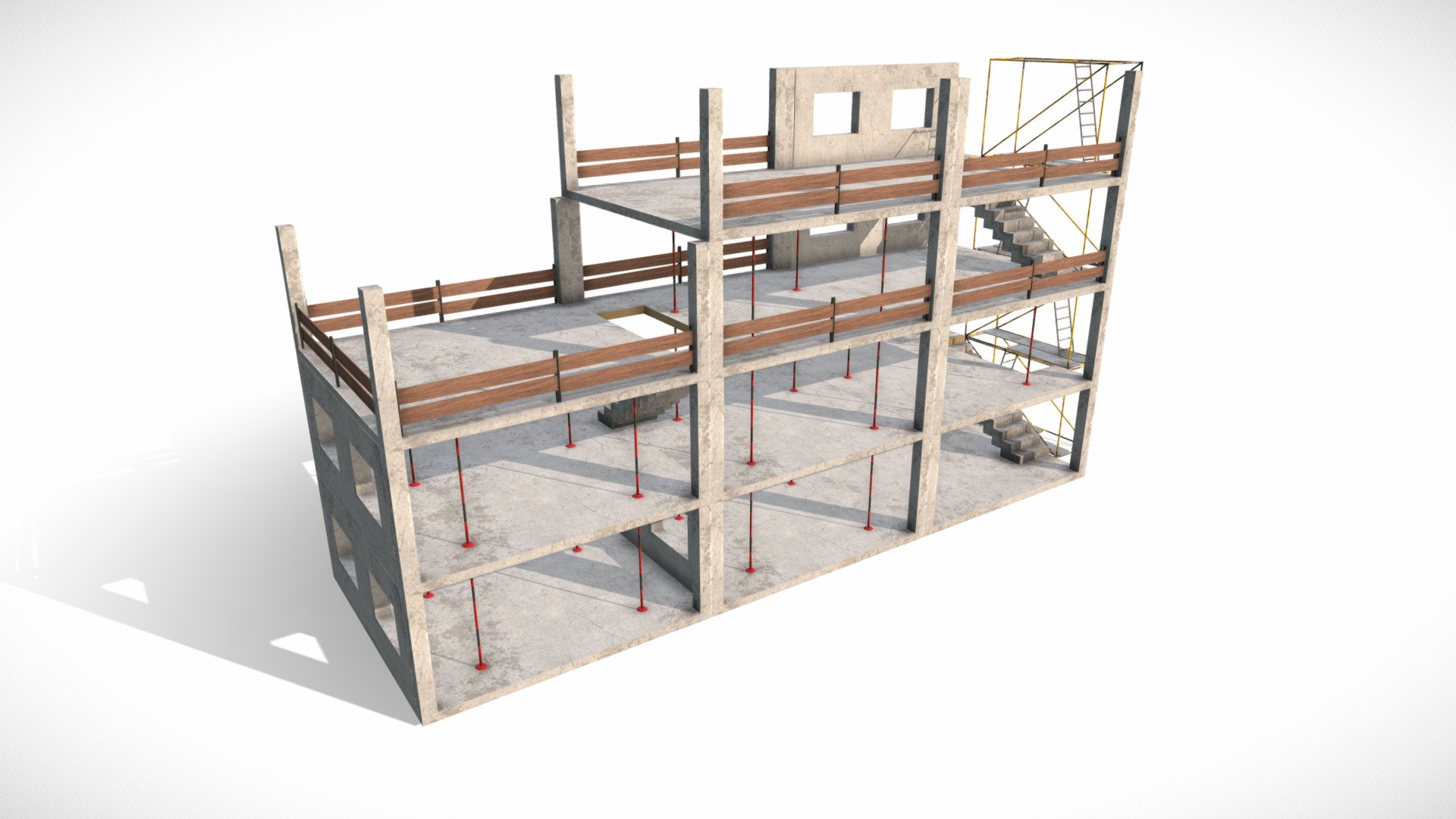 3D model Building Construction Elements - This is a 3D model of the Building Construction Elements. The 3D model is about a wooden structure with a slide.