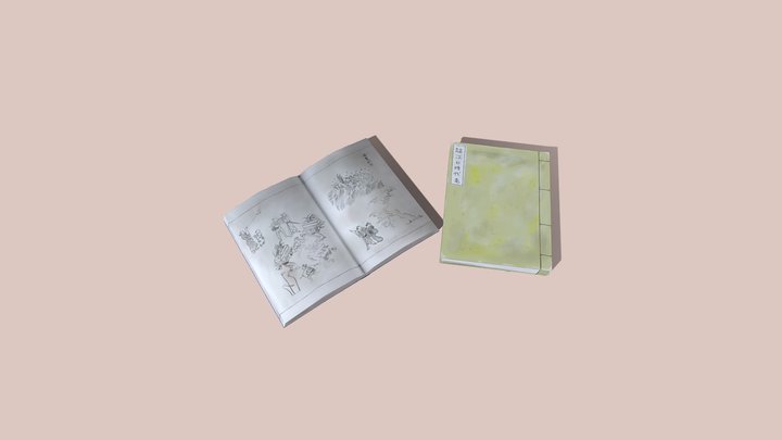 Japan old book_handpainted 3D Model