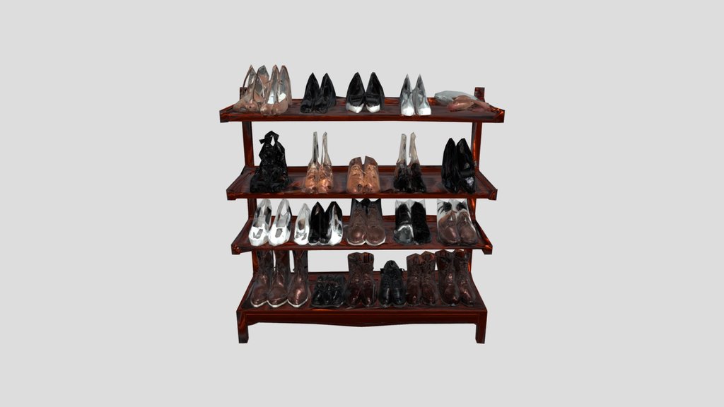 rak sepatu clasic dengan beberapa sepatu